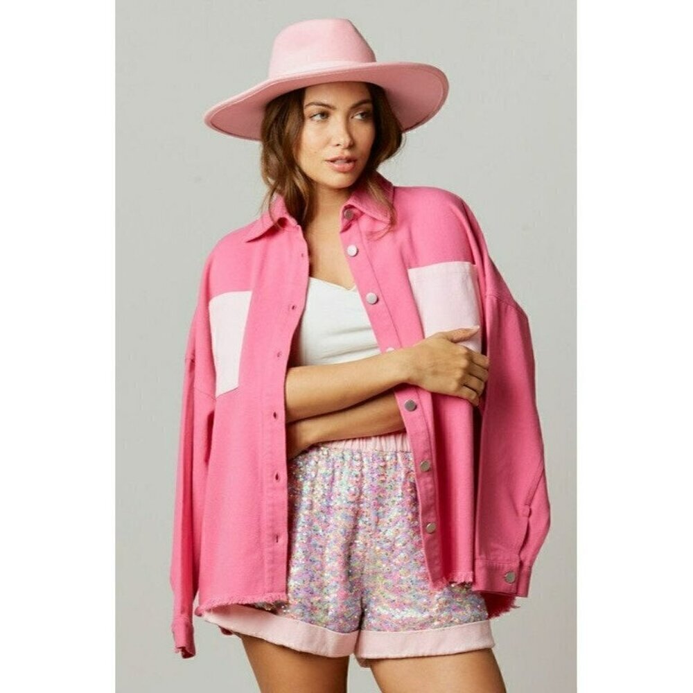 Donut Skip This Shacket in Fuchsia - Picture 5 of 6